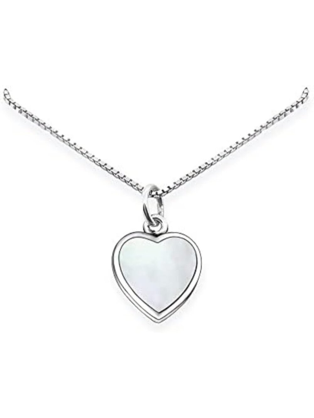 Sterling Silver Heart Necklace with Mother of Pearl Pendant - Perfect Gift for